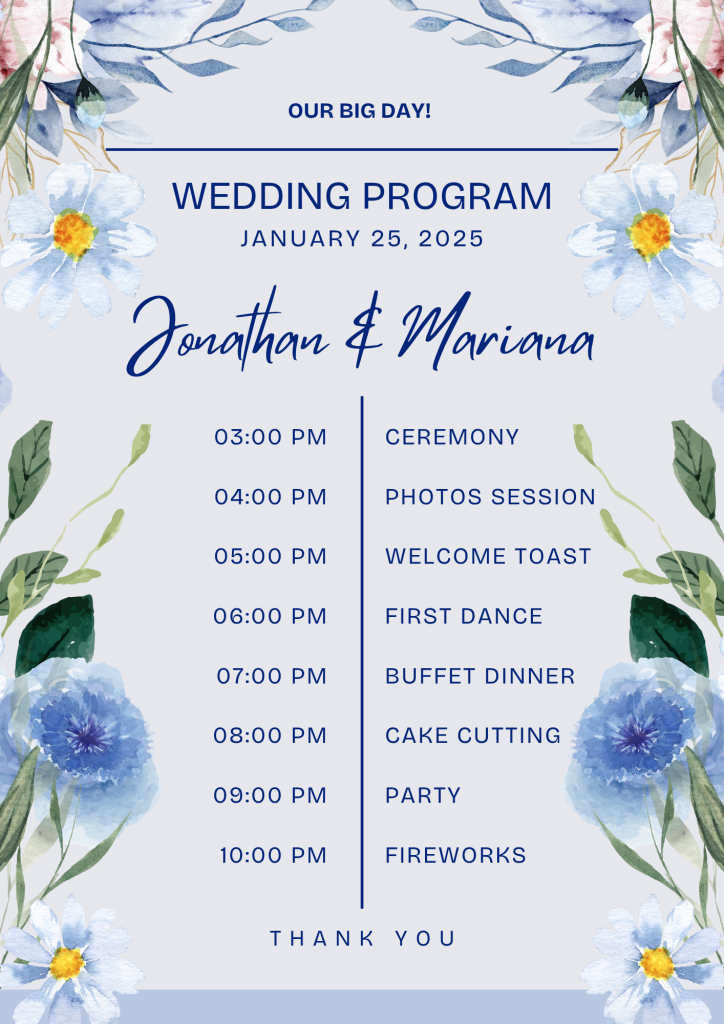Wedding Programme Outline