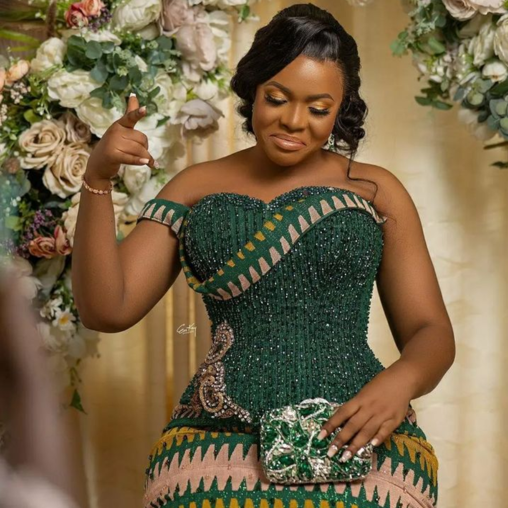 Beaded corset kente gown